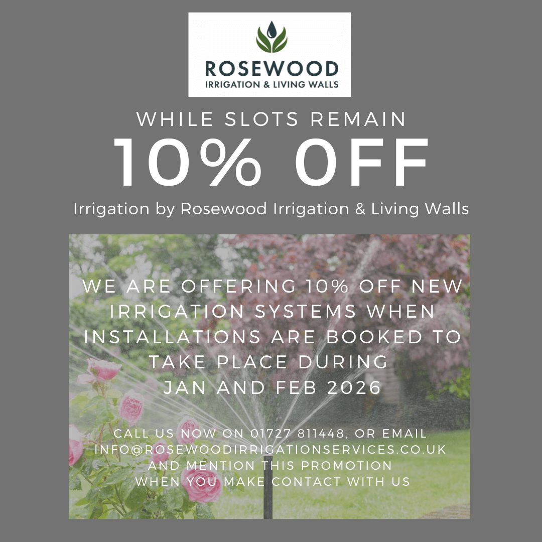 10% off irrigation from Rosewood irrigation in January and February