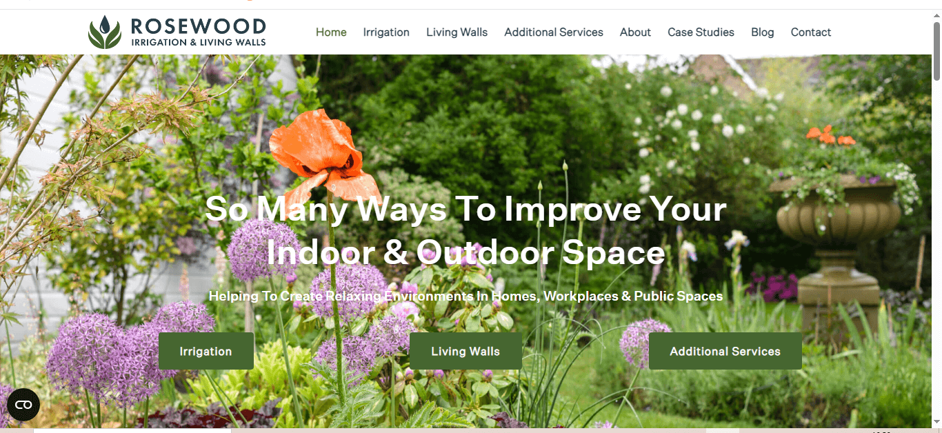 our new website has details of all our services including irrigation, living walls, water features and mulching